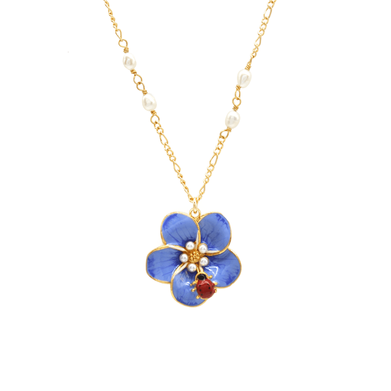 Forget Me Not Pendant Necklace 18CT Gold Plated | Sahi London Check out pendant necklace jewellery sale for woman on our forget me not pendent necklace collection, visit our latest pendant designs for girls and woman from sahi london UK, Purchase this beautiful 18CT gold plated pendant necklace for woman which reflects the real charm of your personality