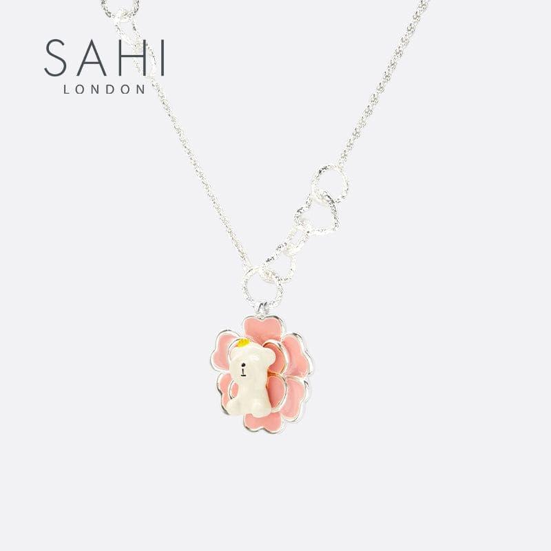 Camellia Bear Flower Pendant Necklace Image 3