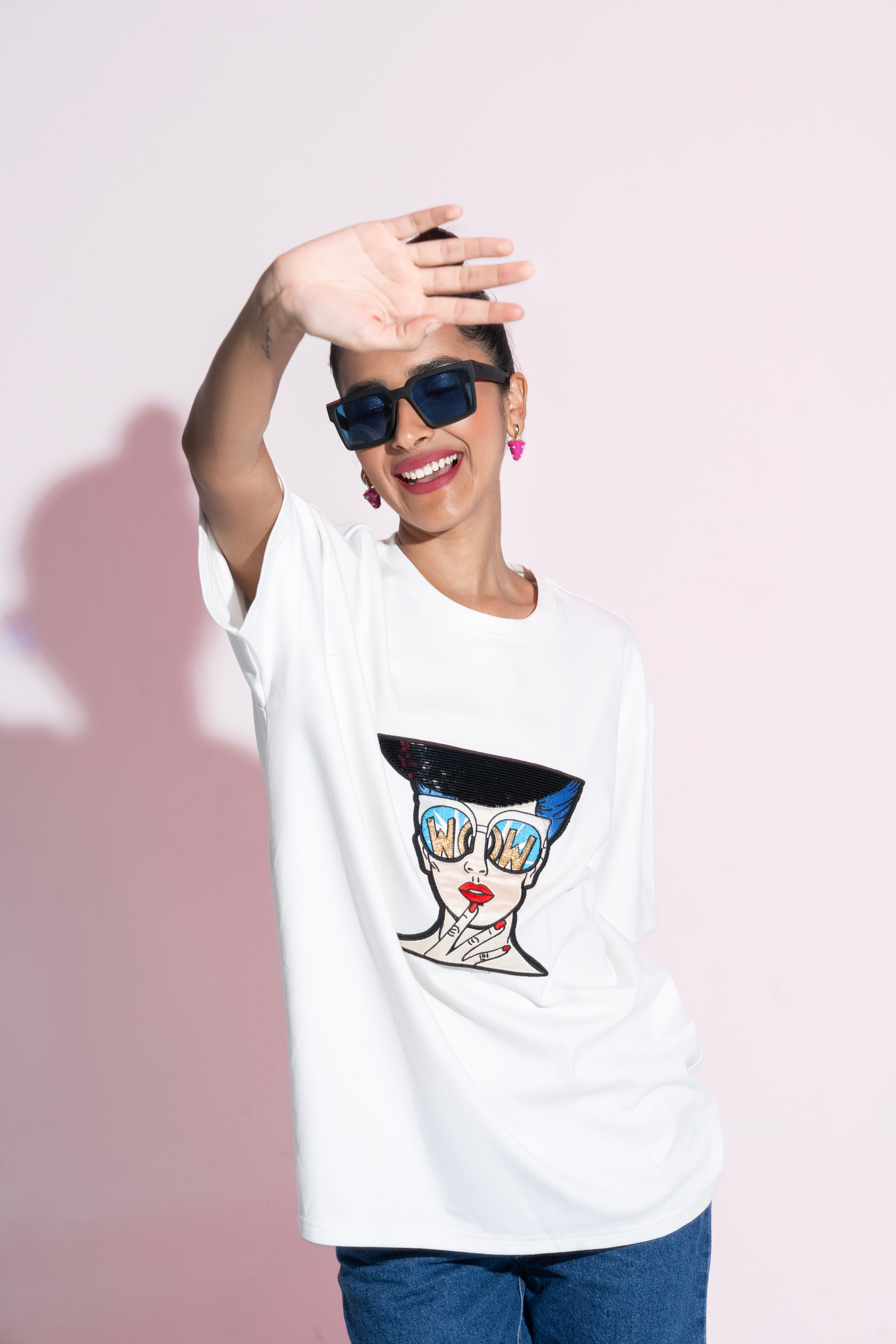 Sahi London Pop Art 417 Hand-Embroidered Women’s Cotton T-Shirt