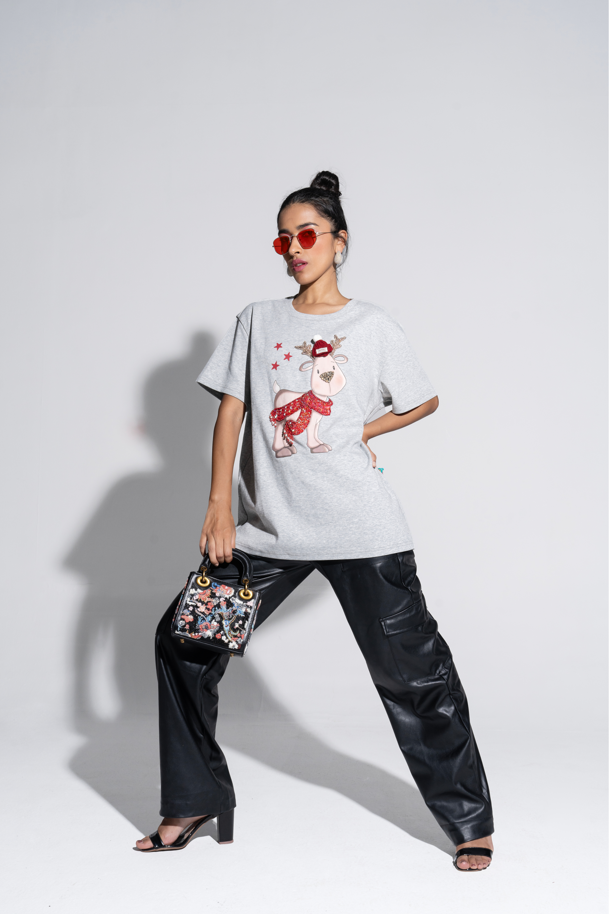Sahi London The Deer Graphic Embroidered Women’s Cotton T-Shirt