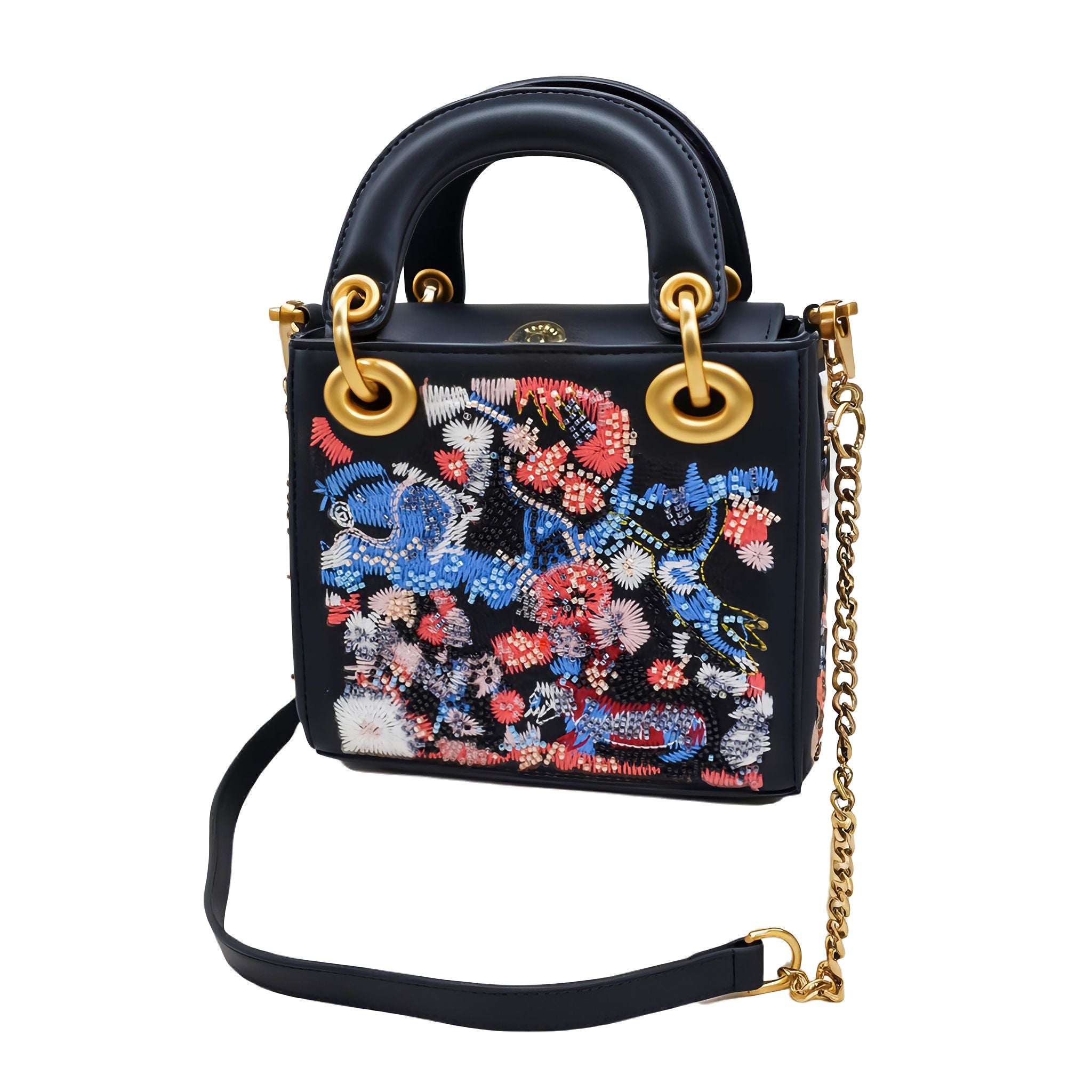 Sahi London Spring Bloom Black Floral Handbag