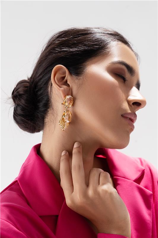 Sahi London Golden Drop Statement Earring with Pearl