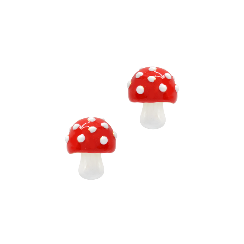 Sahi Red Mushroom Stud Earring